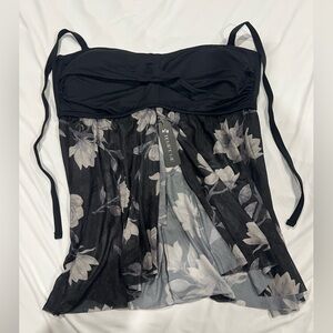 Black Floral Women's Bathing suit Top